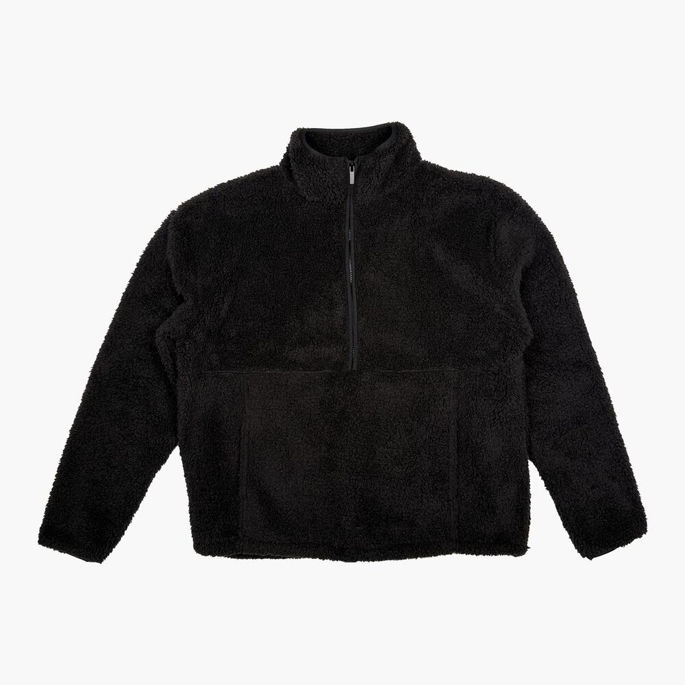NWOT NO BOUNDARIES Plush Pullover 1/4 Zip Fleece Teddy Sweater (Black | XL) - Picture 2 of 7